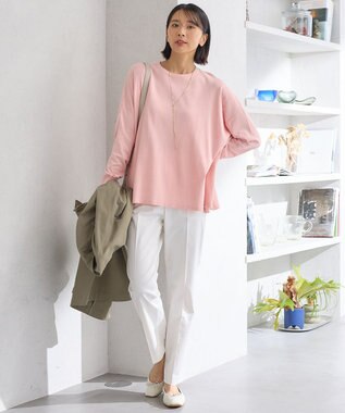 23区 L 【洗える】プレミアムビオコットン ビッグシルエット ニット ピンク系