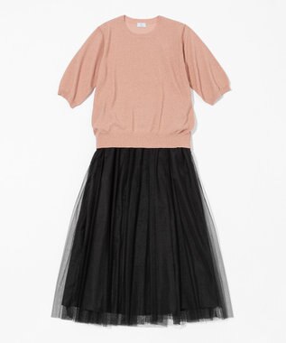 組曲 【WEB限定・2SET】シャイニーラメニット×チュールスカート ローズ系