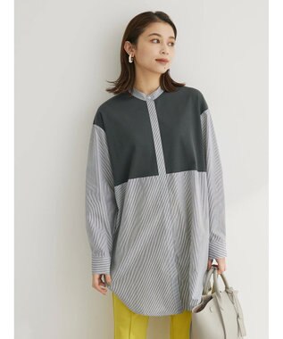 Green Parks 比翼カットドッキングチュニック Stripe Black