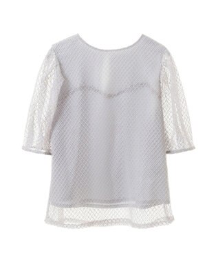 earth music&ecology 袖シアーレースプルオーバー Grayish Blue