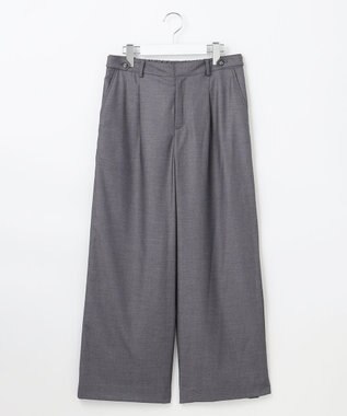 J.PRESS LADIES L 【洗える】T/Rウォッシャブルギャバ ワイド パンツ グレー系