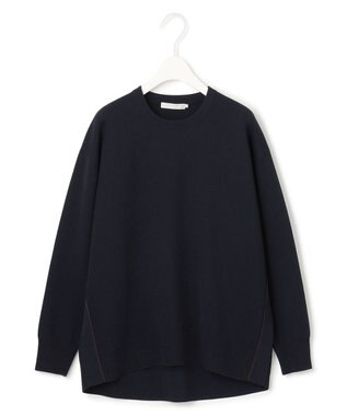 ICB L 【洗える】 シンセティックダブルフェイス ニットプルオーバー ネイビー系