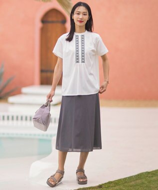 J.PRESS LADIES L 【洗える】シアートリコット フレアー スカート グレー系