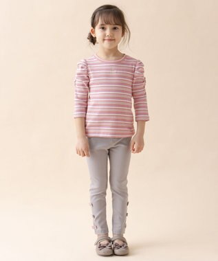 ANY KIDS 七分袖 テレコボーダー Tシャツ ピンク系