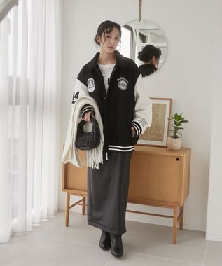 WEGO 【ユニセックス着用ITEM/SMLサイズ展開】メルトンワッペンスタジャン ブラックその他