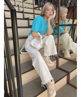 Green Parks ローゲージニットＴシャツ Blue