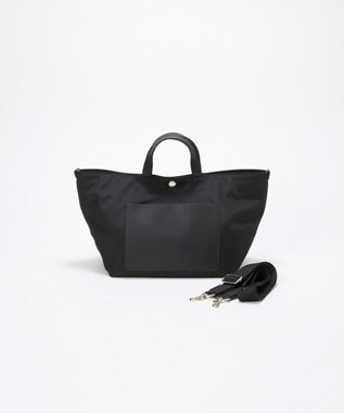 TOPKAPI 【Breath TOPKAPI sis】【WEB限定】ナイロン レザーポケット ミニ トートバッグ ショルダー付き 軽量 / CALM カーム ブラック