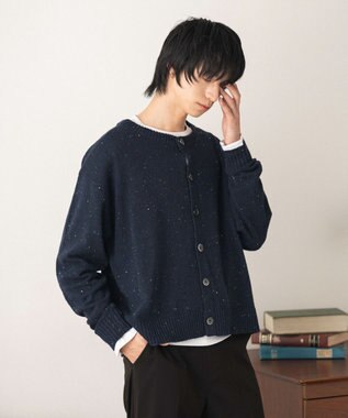 WEGO ネップクルーネックカーディガン ネイビー