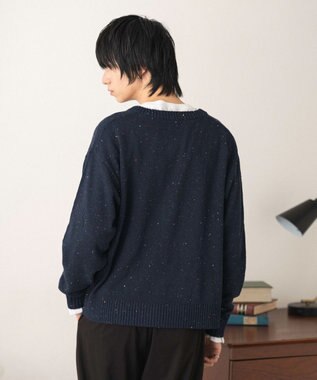 WEGO ネップクルーネックカーディガン ネイビー