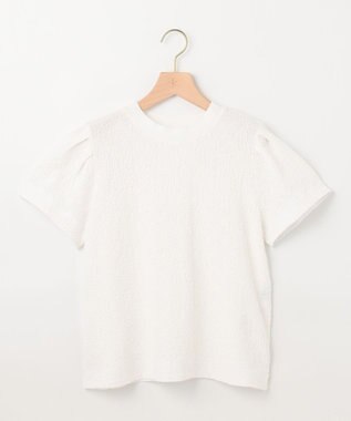 組曲 L 【WEB限定】ストレッチジャガード クロップドＴシャツ アイボリー系