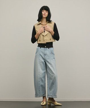 GRACE CONTINENTAL クロップトバレルパンツ サックス