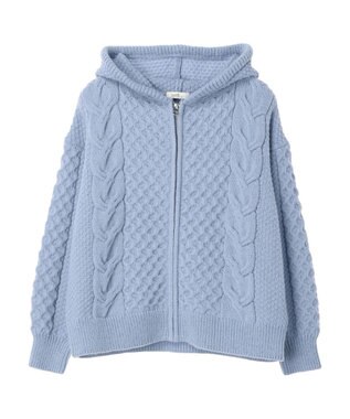 earth music&ecology ケーブルニットパーカー Grayish Blue