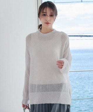 Tiaclasse 【洗える】シアープルオーバーニット ライトグレー