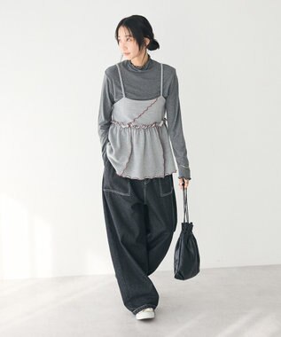 CRAFT STANDARD BOUTIQUE 配色メローキャミトップス Oatmeal