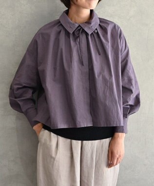 muuc 〈多彩な着方が叶う〉〈衿立て＆衿折り〉〈遠州織物の工場で織られた上質なコットン100%生地〉リボン紐付き多様衿 羽織り＆シャツ