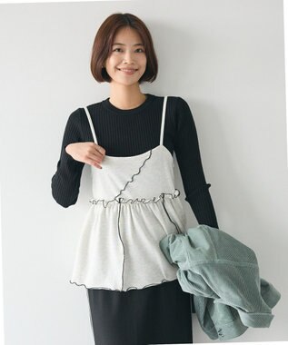 CRAFT STANDARD BOUTIQUE 配色メローキャミトップス Oatmeal