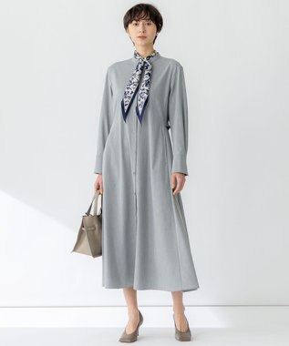 23区 ニュアンスフラワー プリント シルク スカーフ ネイビープリント