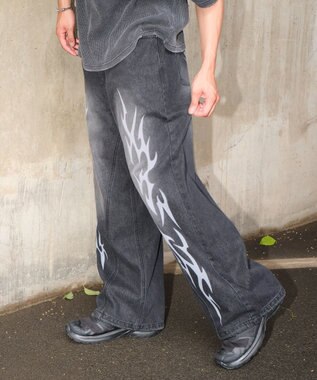 WEGO トライバルデニムパンツ デニムブラックソノタ