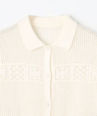 組曲 KIDS 【S-Lサイズ】クロッシェライク　カーディガン オフホワイト