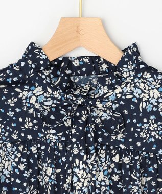 組曲 モザイクフラワープリント ブラウス ネイビー系5