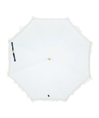 MOONBAT 【遮光/晴雨兼用日傘】POLO RALPH LAUREN(ポロ ラルフローレン) エンブフリル 長傘 遮熱 UV オフホワイト