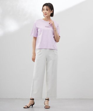 J.PRESS LADIES 【洗える・接触冷感・UVケア・吸水速乾・防透け】麻シェルドライ ワイドストレート マリン パンツ ナチュラル系