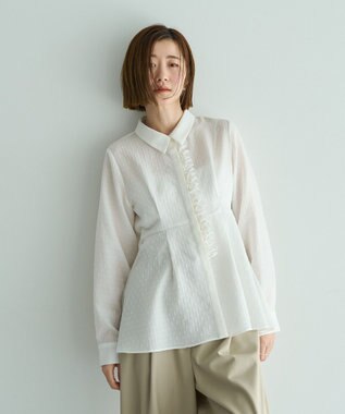 YECCA VECCA パールジャガードペプラムブラウス