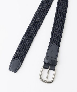 JOSEPH ABBOUD 【イタリア素材・ストレッチ・日本製】ミックスレザーストレッチベルト ネイビー系