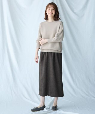 ANY L 【洗濯機可/6色展開】ラウンドネックガーターニット サンドベージュ