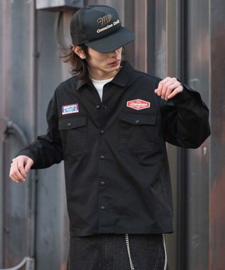 WEGO 【ユニセックス着用ITEM】ワッペンワークシャツ（LS） ブラック