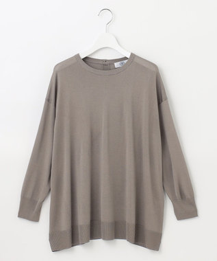 J.PRESS LADIES L 【洗える】 シルキーレーヨンストレッチ オーバーサイズ ニット ブラウン系