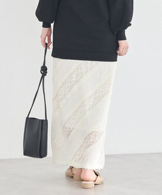 earth music&ecology 総レースナロースカート Ivory