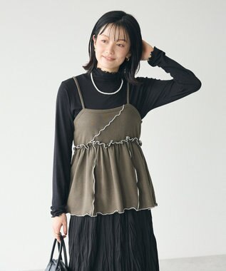 CRAFT STANDARD BOUTIQUE 配色メローキャミトップス Oatmeal