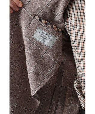 DAKS マイクロブークレーダブルブレストチェックジャケット モカ