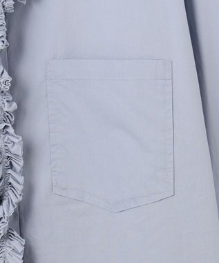 J.PRESS YORK STREET 【WOMEN】ワンウォッシュタイプライター フリルレイブラウス サックスブルー系