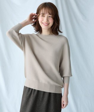 ANY L 【洗濯機可/6色展開】ラウンドネックガーターニット サンドベージュ