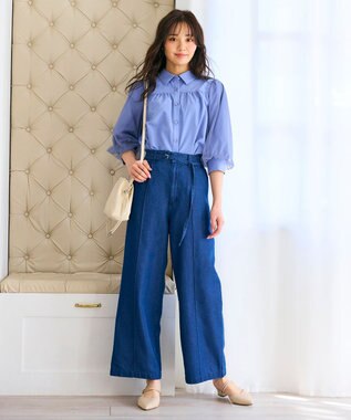 Feroux 【大好評につき追加生産決定！】袖チュールブラウス ブルー系