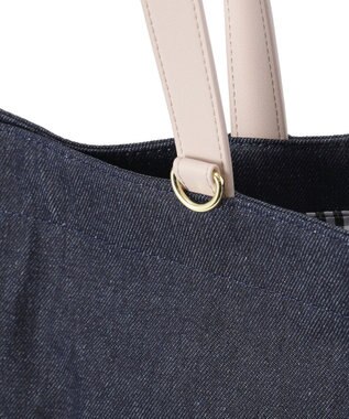 Maison de FLEUR デニムブランドロゴスクエアトートバッグ Indigo