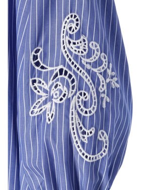 Green Parks 袖刺繍シャツチュニック Blue