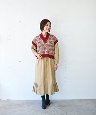 muuc 〈オーガニックコットン〉〈コットンブロード生地〉〈カラーにより異なる生地〉〈通年着られる〉コットン裾プリ ーツ 前開き ワンピース ベージュ