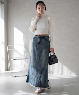 WEGO リブハイネックショートニット オフホワイト