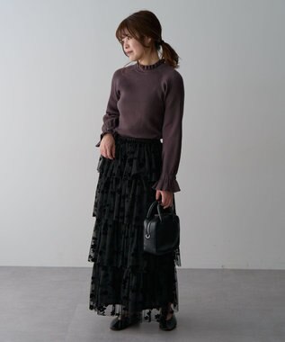 Green Parks ・ｓｗｉｎｇ　ｂｙ　キャンディスリーブリブニット Charcoal Gray