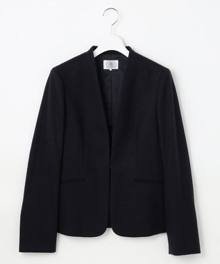 J.PRESS LADIES 【セットアップ対応】ウールスムース ノーカラー ジャケット ネイビー系