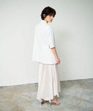 GRACE CONTINENTAL リネンタッチハーフスリーブジャケット ホワイト