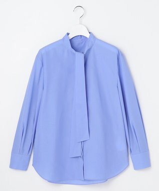 自由区 L 【カタログ掲載】ナチュラルタッチボウタイ ブラウス サックス