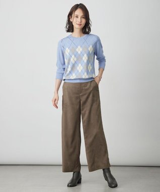 J.PRESS LADIES L マイクロライトスエード ワイド パンツ モカ系