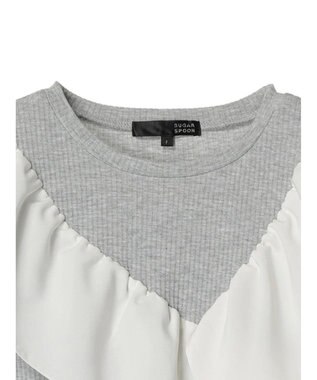 Green Parks ・ＳＵＧＡＲ　ＳＰＯＯＮ　アシンメトリーフリルロンＴＥＥ Gray Mixture