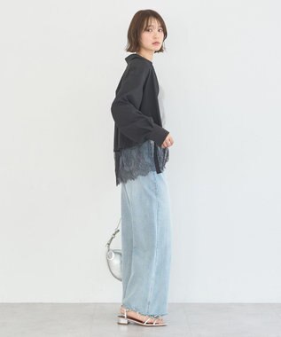 earth music&ecology 【予約】適ON レースヘムシャツ Black