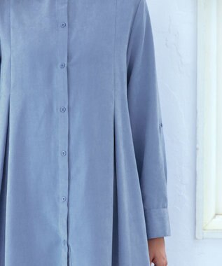 Tiaclasse 【洗える】ピーチスキンシャツチュニックブラウス サックス