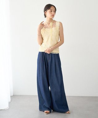 earth music&ecology 【2WAY/紐取り外し可能】総レースホルターネックキャミソール Yellow